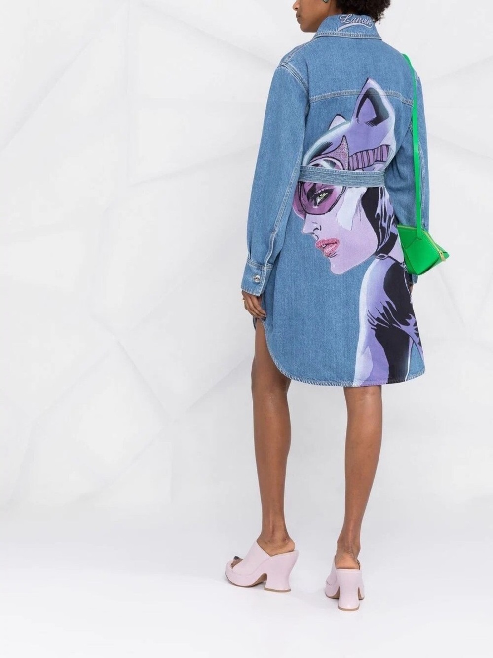 Lanvin x Batgirl DC Comics S/S 22 Blue Denim Jean Shirt Dress and Shorts Set
